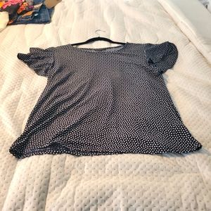 Large Adriana Papell Blue Polka Dot Shirt